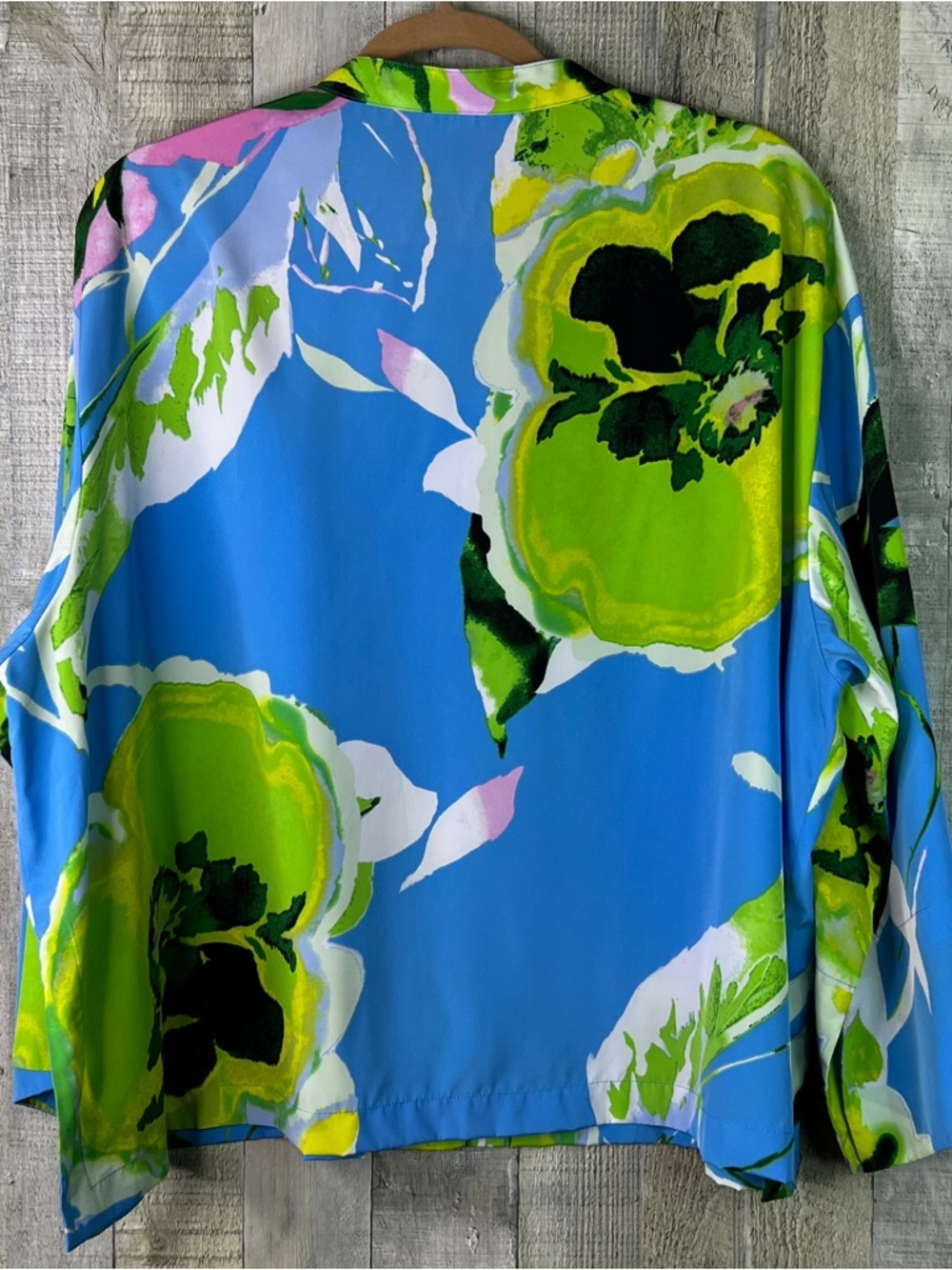 Natori Size XXL Button Front Long Sleeve Floral Loungewear Top No Stretch - Picture 2 of 8